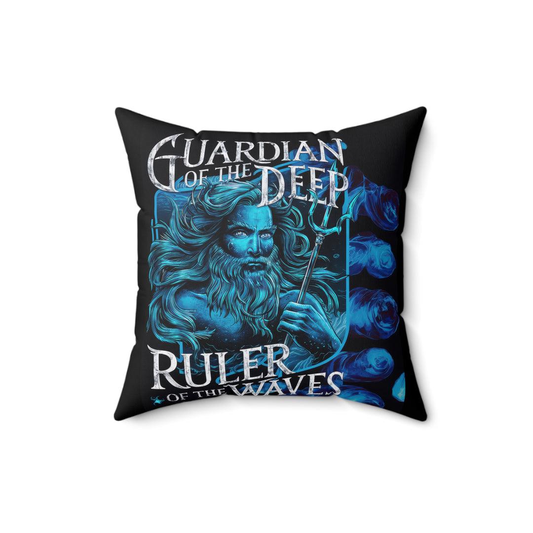 Ruler of the Waves Faux Suede Square Pillow