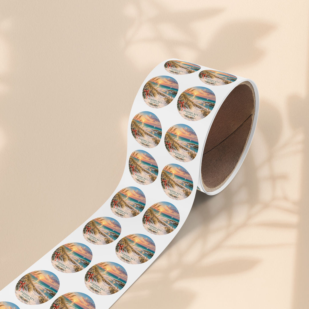 Perdido Key Florida Round Sticker Rolls – Waterproof Sunset Labels