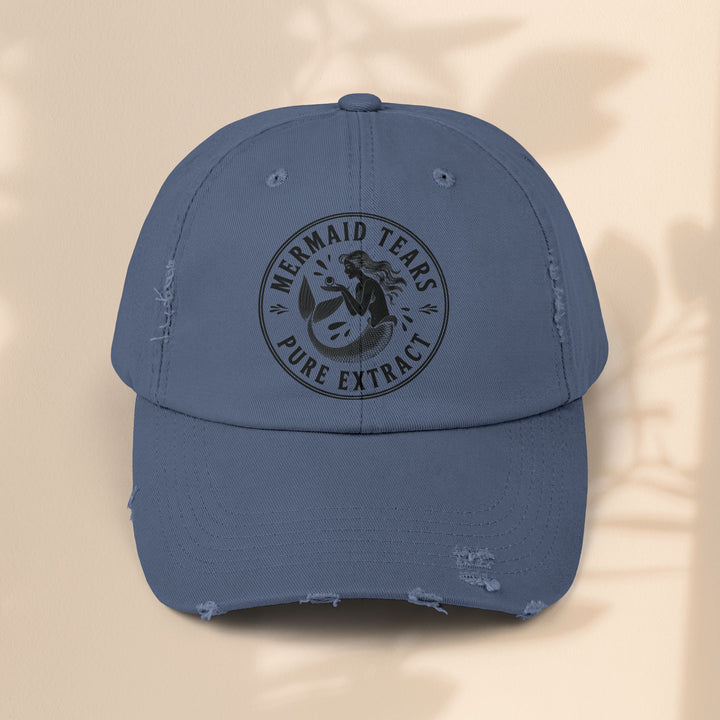 Mermaid Tears Distressed Cap – Trendy Casual Hat & Summer Beach Accessory