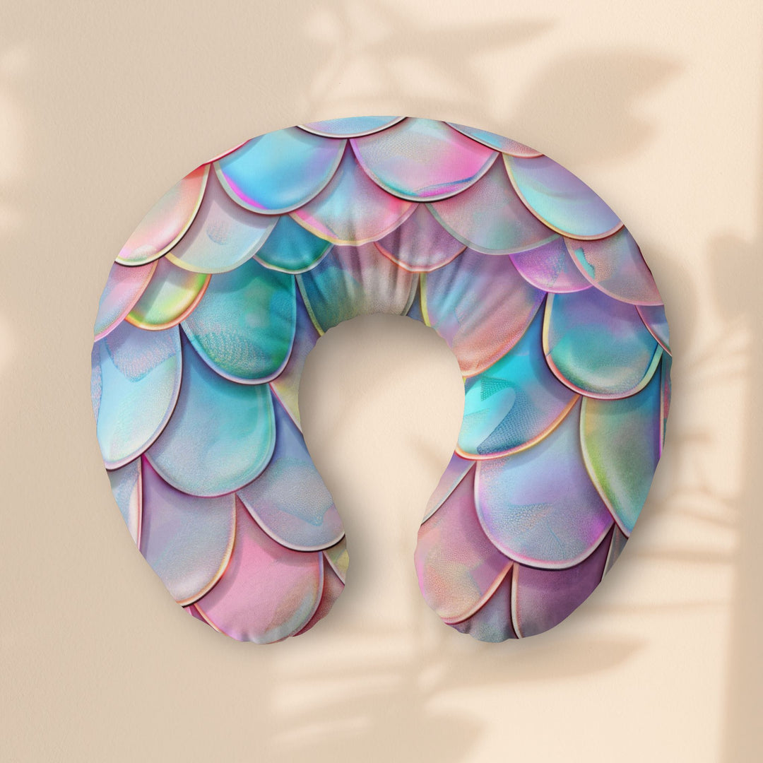 Mermaid Scale Nursing Pillow Cover — Pastel Iridescent Baby Support Cover