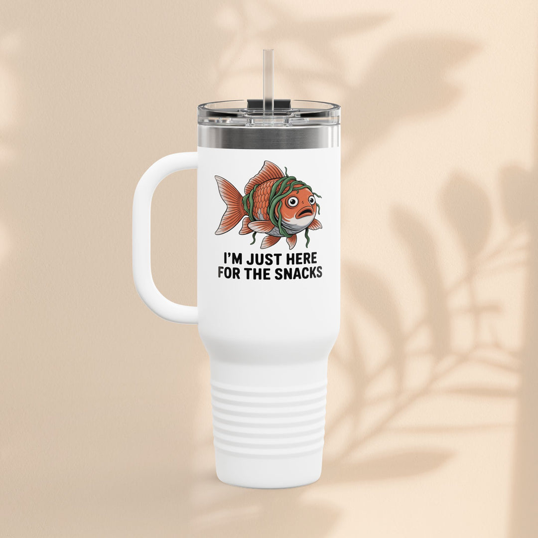 Funny Insulated Travel tumbler - 40oz, Snack Lover Gift, Fish Design Mug, Personalized Gifts for Him