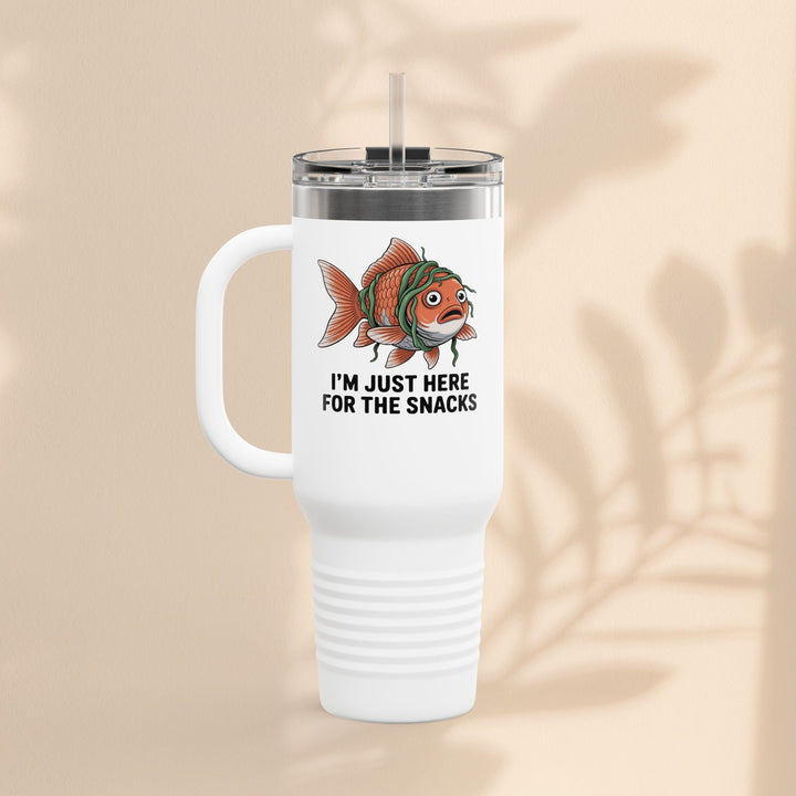 Funny Insulated Travel tumbler - 40oz, Snack Lover Gift, Fish Design Mug, Personalized Gifts for Him