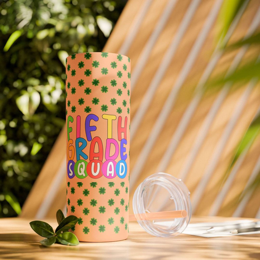 Fifth Grade Squad Colorful Skinny Tumbler with Straw, Colorful Skinny Tumbler with Straw, 20oz, Back to School Gift,