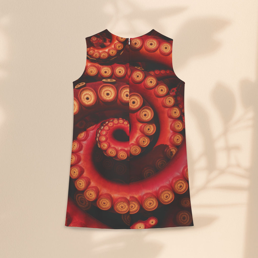 A-line Sleeveless Dress (AOP) - Red Octopus Twists