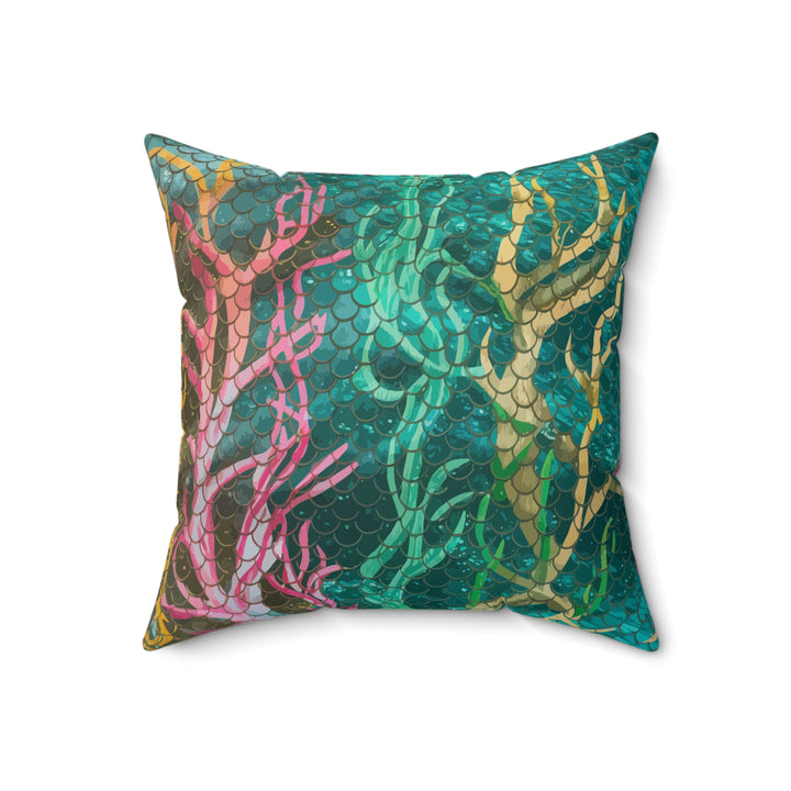 Mermaid Scale Net Faux Suede Square Pillow