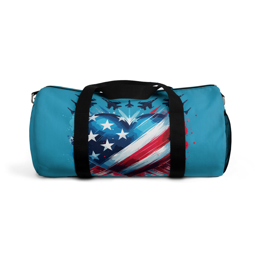 Patriotic Duffel Bag – Heart American Flag Travel & Gym Weekender, Military Appreciation Gift