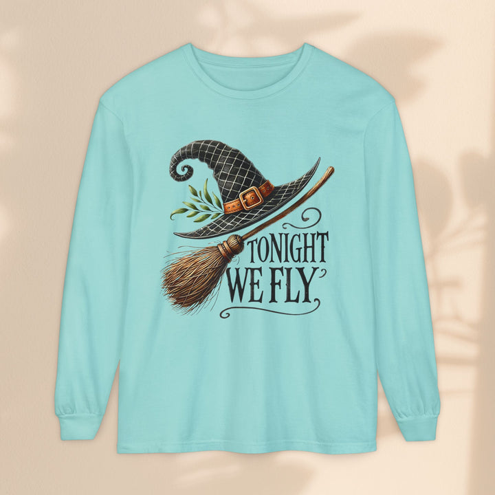 Tonight We Fly - Whimsical Witch Halloween Long Sleeve T-Shirt