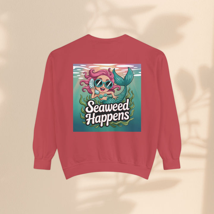 Seaweed Happens Unisex Sweatshirt, Fun Beach Apparel, Ocean Lover Gift, Stylish Casual Wear, Cozy Mermaid Sweatshirt