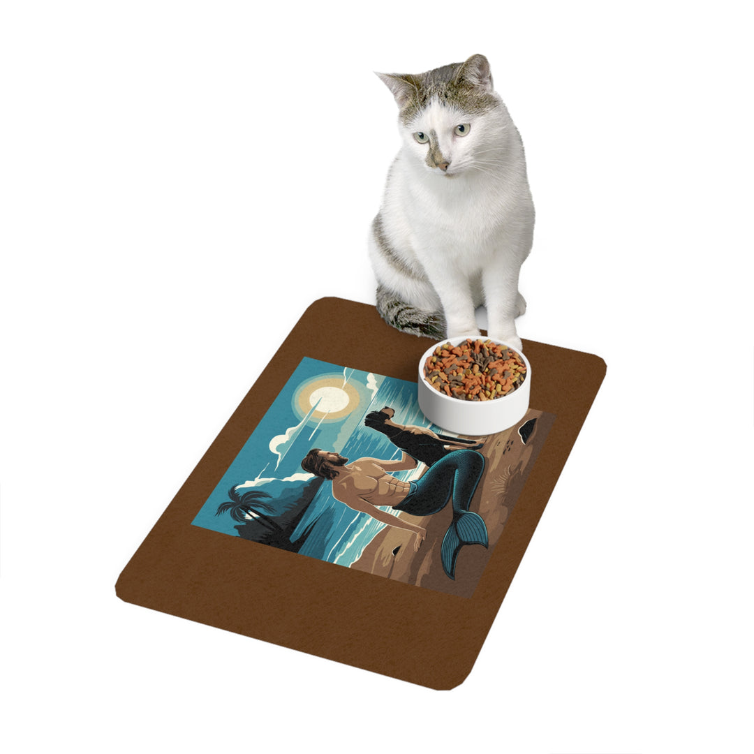 Pet Food Mat (12x18) - Merman with Great Dane