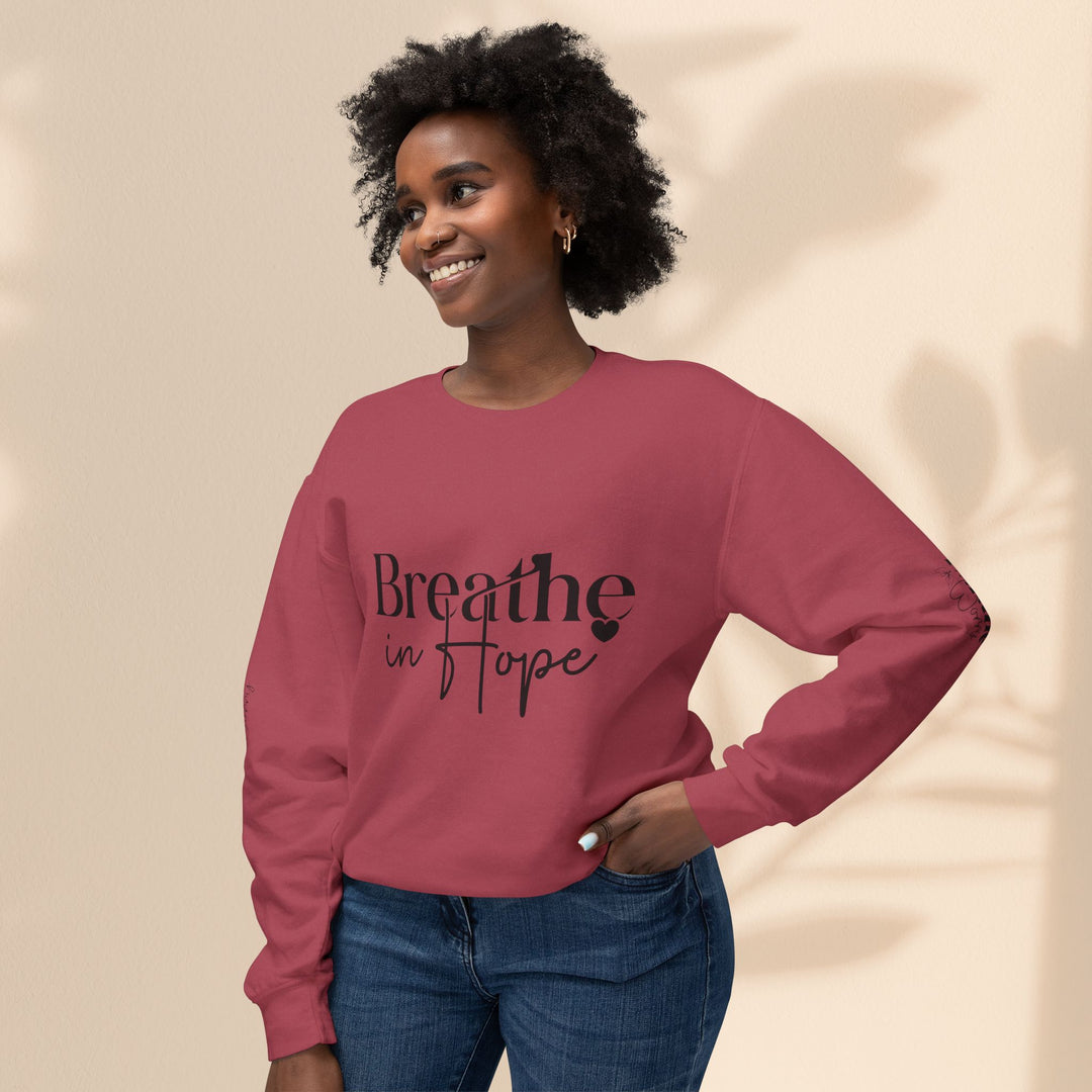 Unisex Lightweight Crewneck Sweatshirt - Breathe in Hope Exhale Worry