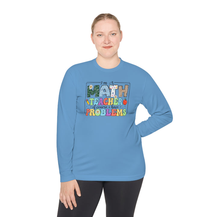 Unisex Lightweight Long Sleeve Tee - Math Teacher with Problems