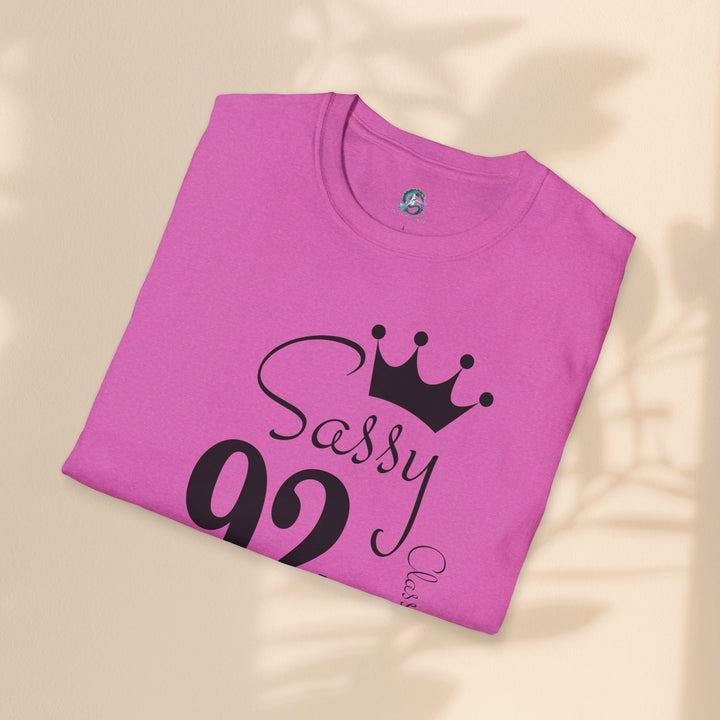 Sassy age 92 Fabulous T-Shirt | Fun Birthday Gift, Trendy Casual Wear, Statement Tee, Women's Fashion, Stylish Graphic Tee
