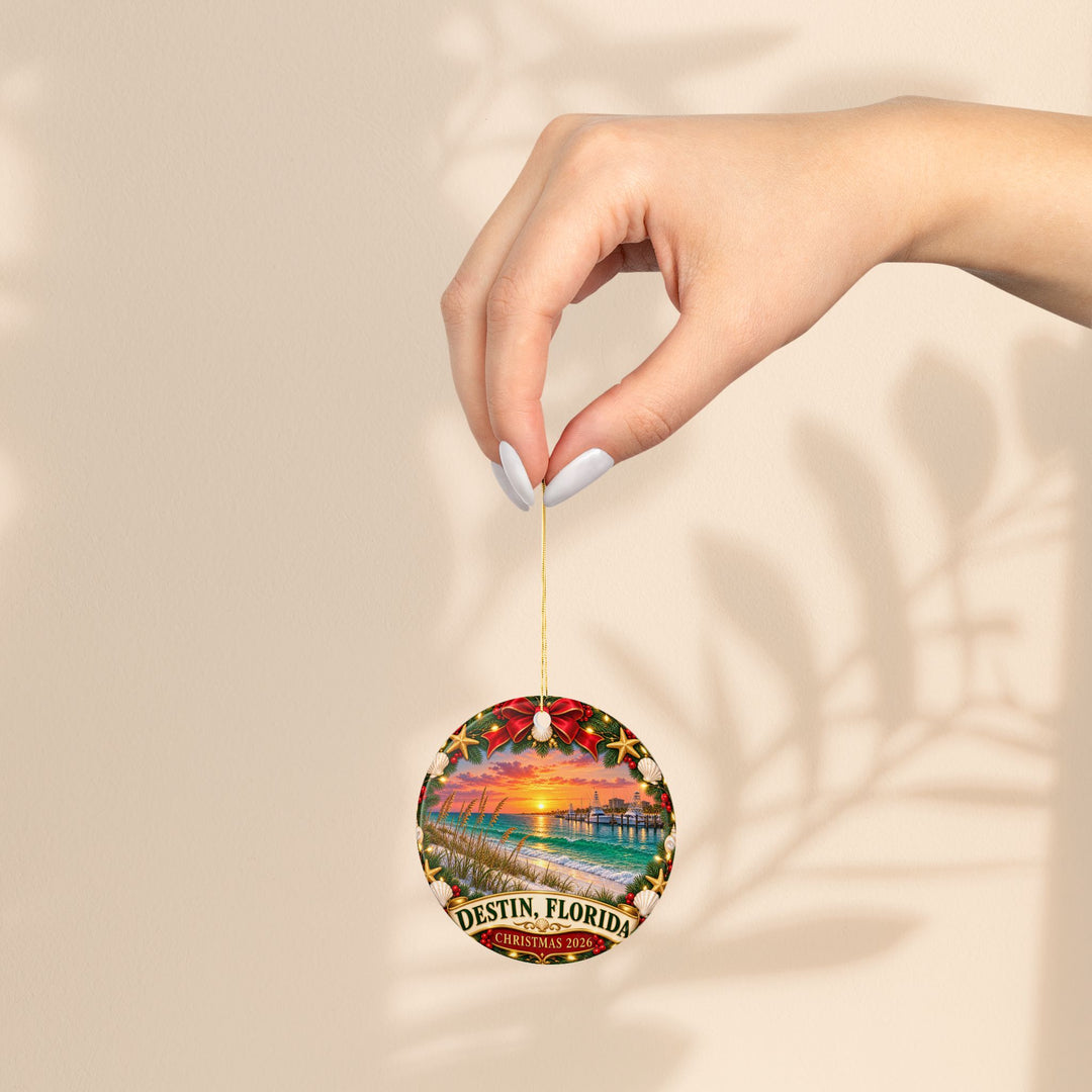 Destin Florida Christmas 2026 Double-Sided Ceramic Ornament