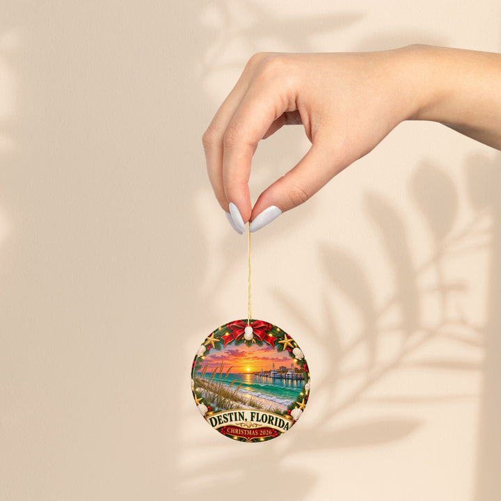 Destin Florida Christmas 2026 Double-Sided Ceramic Ornament