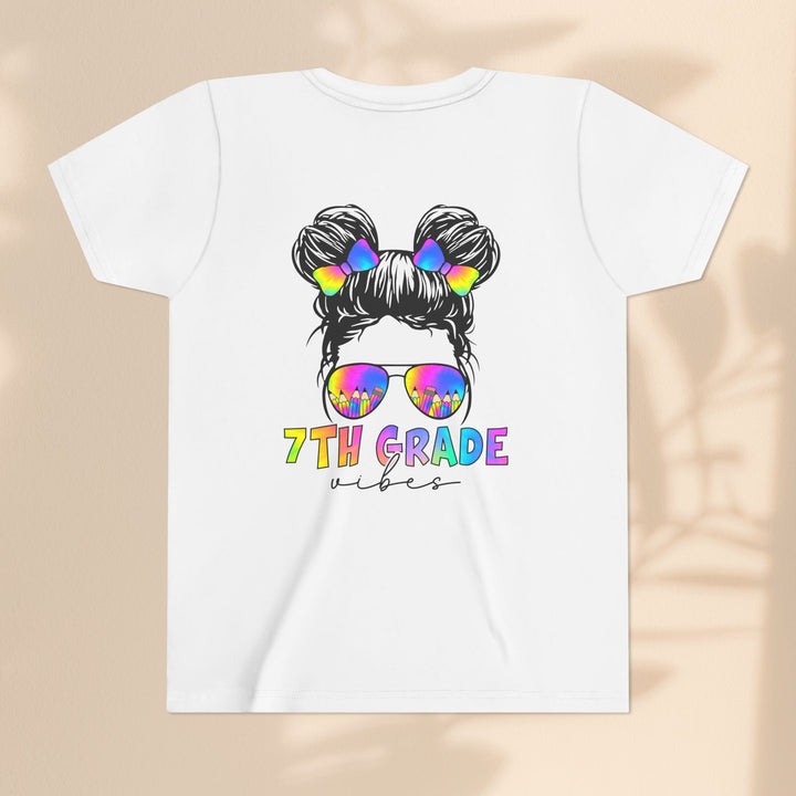 Rainbow 7th Grade Vibes Tee, Fun Youth T-Shirt, Back to School Fashion, Kids Graphic Tee, Teen Birthday Gift, Colorful Kids Wear