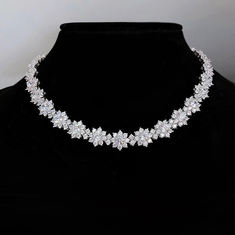 925 Sterling Silver Sunflower Diamond Necklace – High Carbon Diamond Pendant