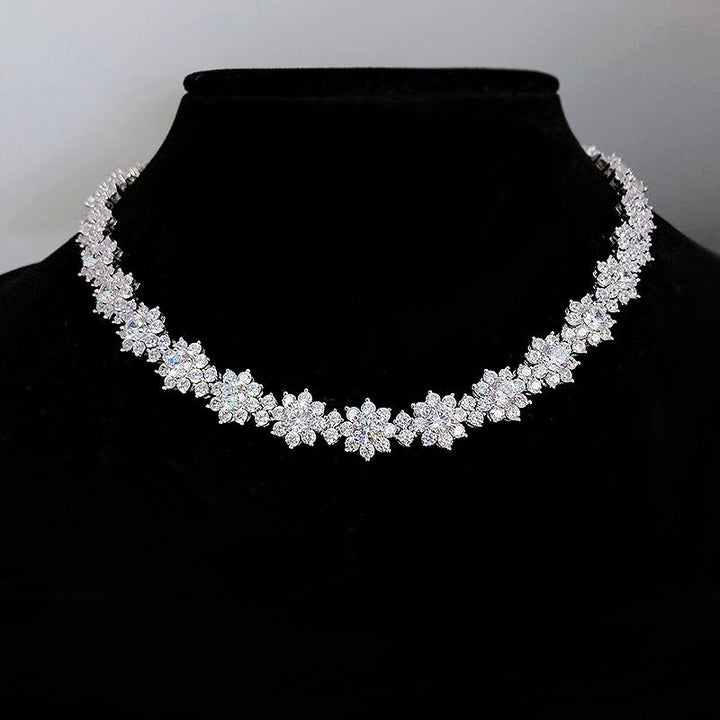 925 Sterling Silver Sunflower Diamond Necklace – High Carbon Diamond Pendant