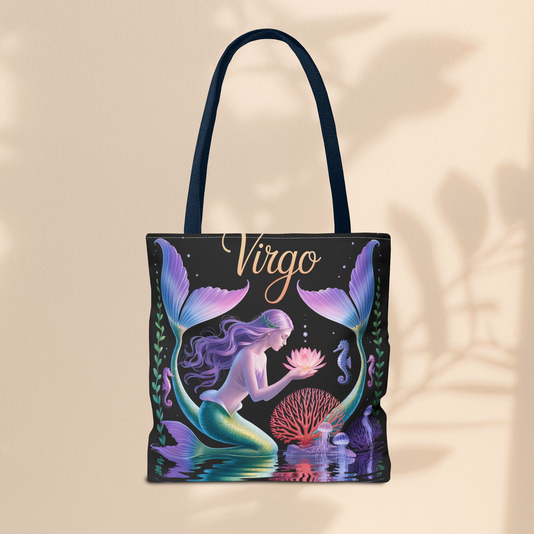Virgo Mermaid Tote Bag, Virgo Gift, Zodiac Bag, Sea Creature Style, Ocean Lover Accessory, Birthday Present
