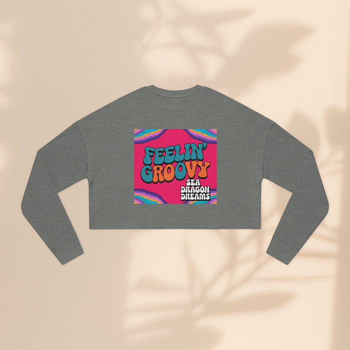 Retro 'Feelin' Groovy' Cropped Sweatshirt for Women - Perfect for Festivals and Chill Vibes