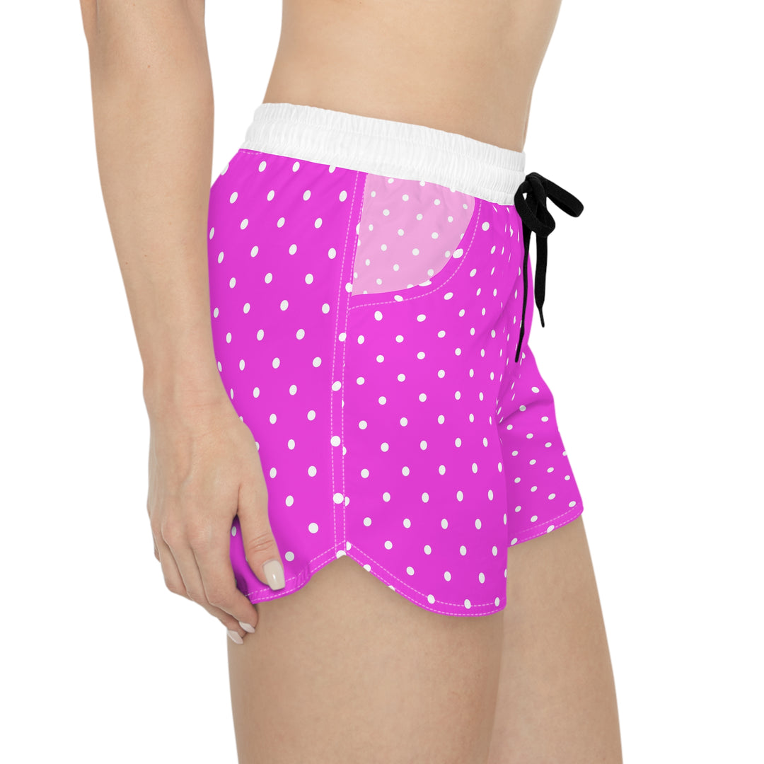 Pink Polka Dot Women's Casual Shorts — Cute Lounge & Summer Beachwear