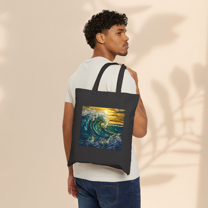 Cotton Canvas Tote Bag - Ocean Waves