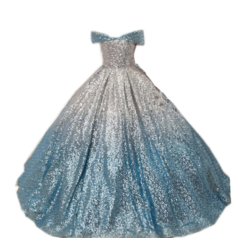 Girls’ 100% Cotton Princess Dress with Elegant Long Train