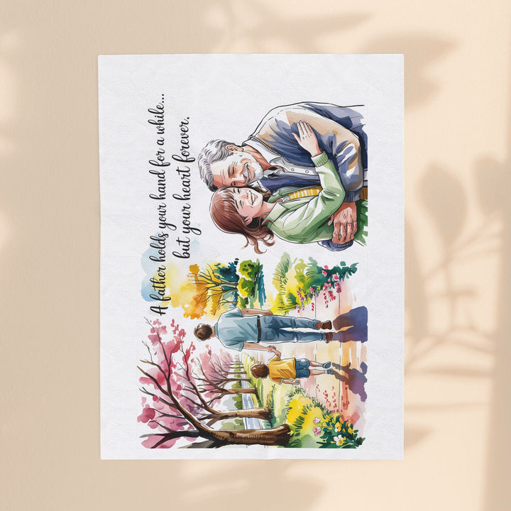 Emotional Velveteen Plush Blanket - 'Father Holds Your Hand...' Cozy Throw for Family Love