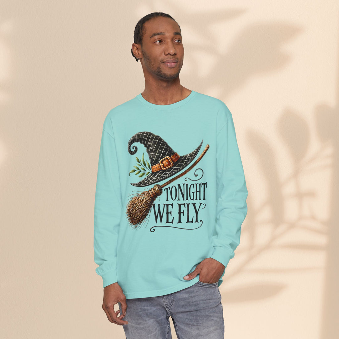 Tonight We Fly - Whimsical Witch Halloween Long Sleeve T-Shirt