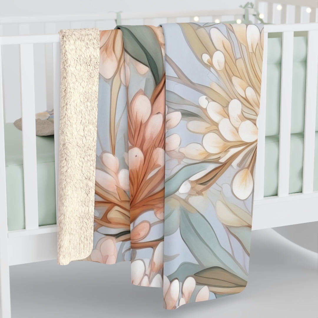 Serenity Floral Sherpa Fleece Blanket – Cozy Soft Throw for Home, Travel & Gifts