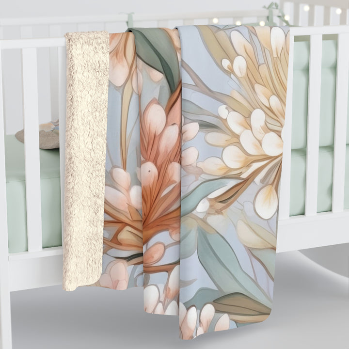 Serenity Floral Sherpa Fleece Blanket – Cozy Soft Throw for Home, Travel & Gifts