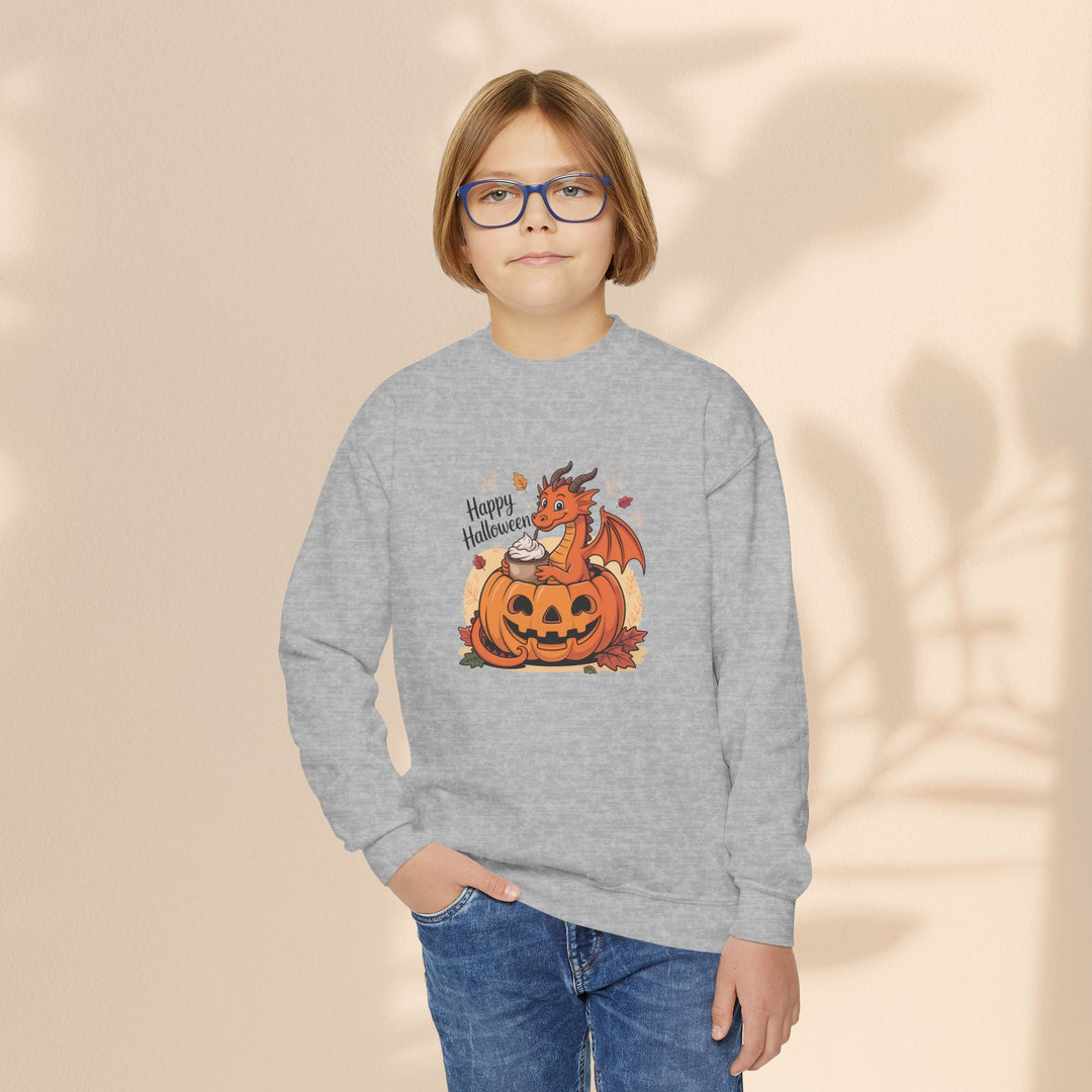 Halloween Pumpkin Dragon Youth Crewneck Sweatshirt
