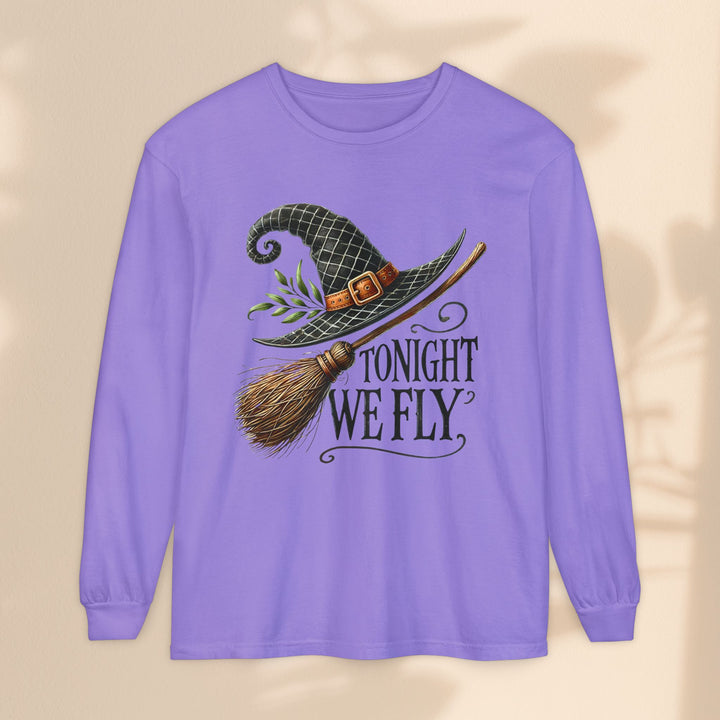 Tonight We Fly - Whimsical Witch Halloween Long Sleeve T-Shirt