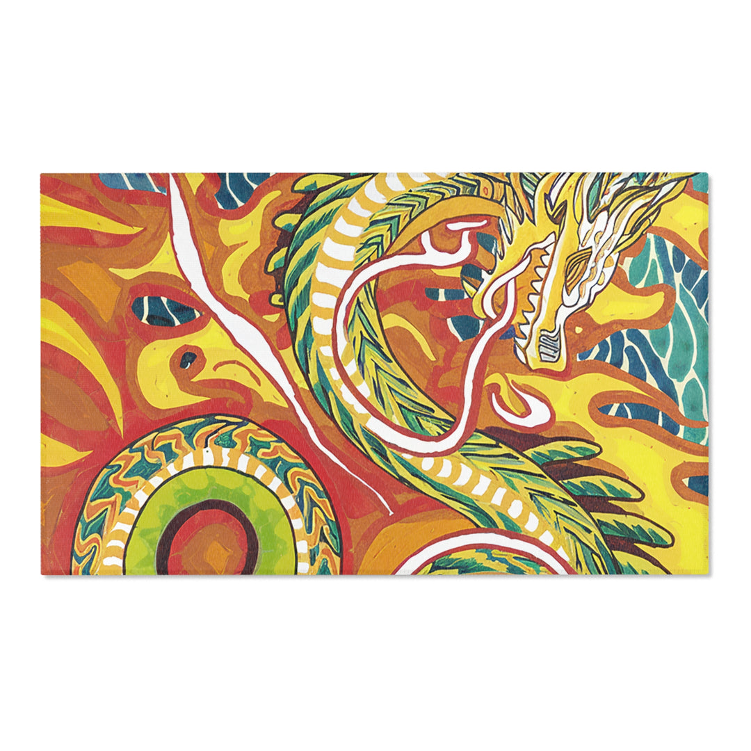 Vibrant Gold Dragon Area Rug