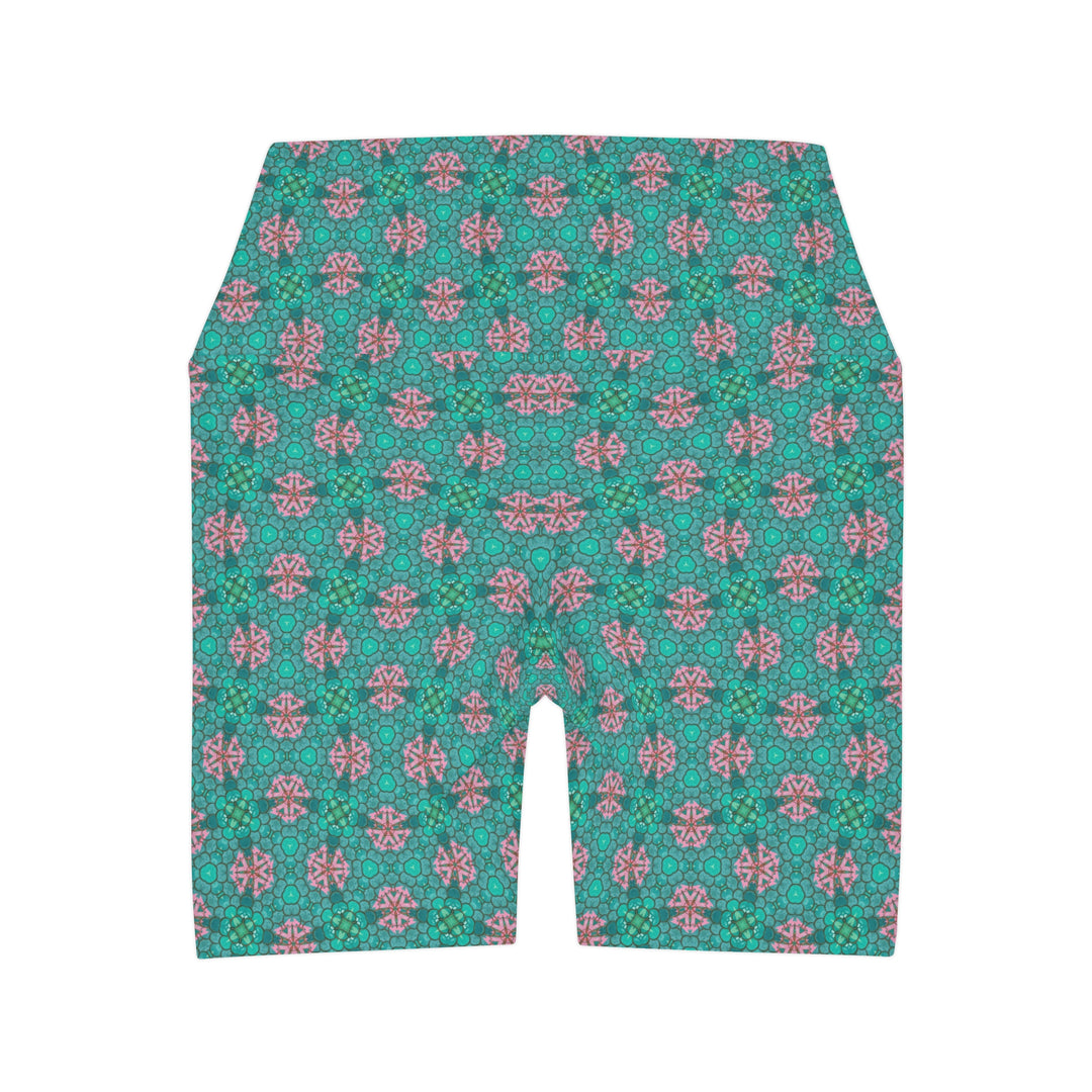 High Waisted Yoga Shorts - Mermaid's Garden