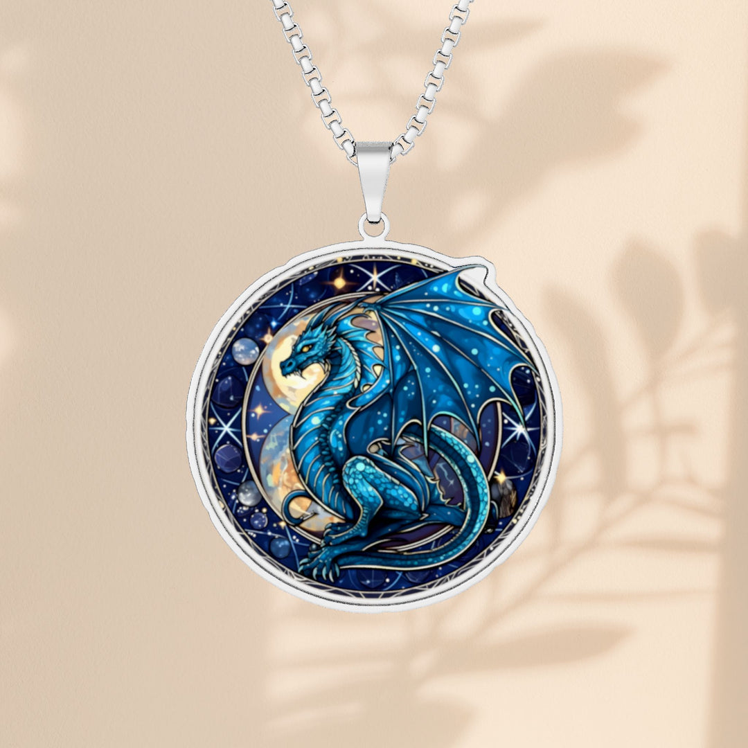 Blue Dragon Pendant Necklace