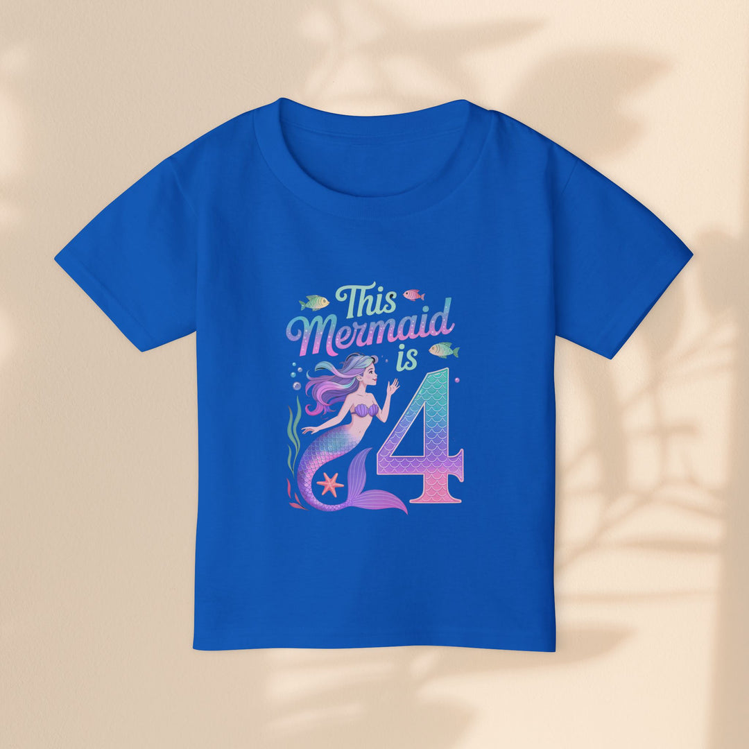 Mermaid 4th Birthday Toddler T-Shirt for Girls