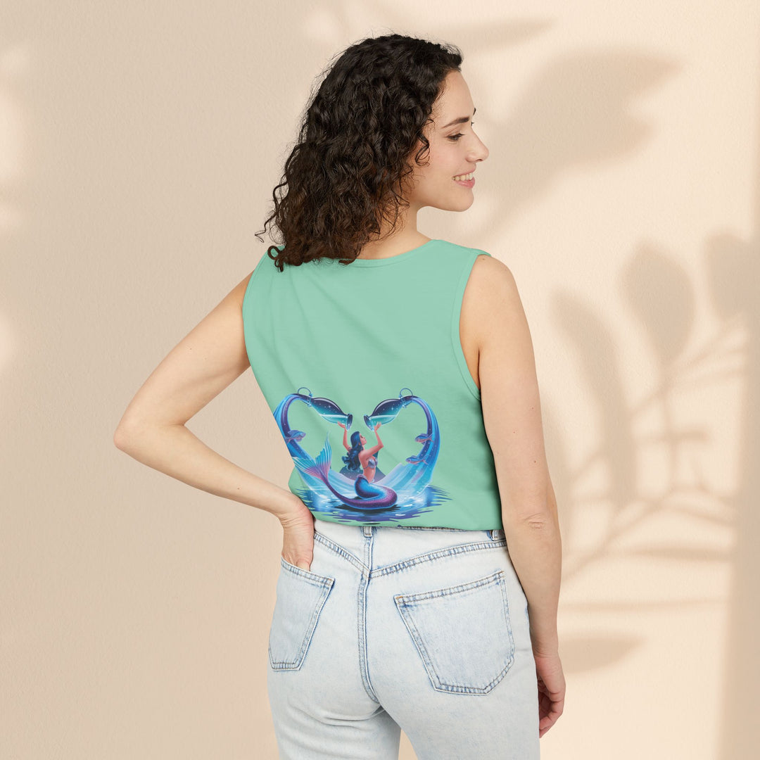 Aquarius Unisex Garment-Dyed Tank Top, Zodiac Apparel, Astrology Gift, Summer Outfit, Festival Wear, Birthday Gift