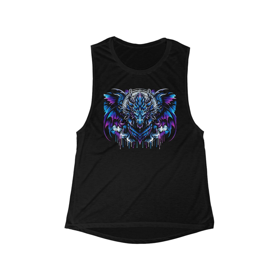 Women's Flowy Scoop Muscle Tank - Blue Electric Dragon