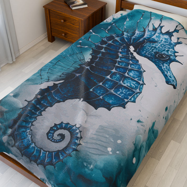 Velveteen Plush Blanket - SeaHorse