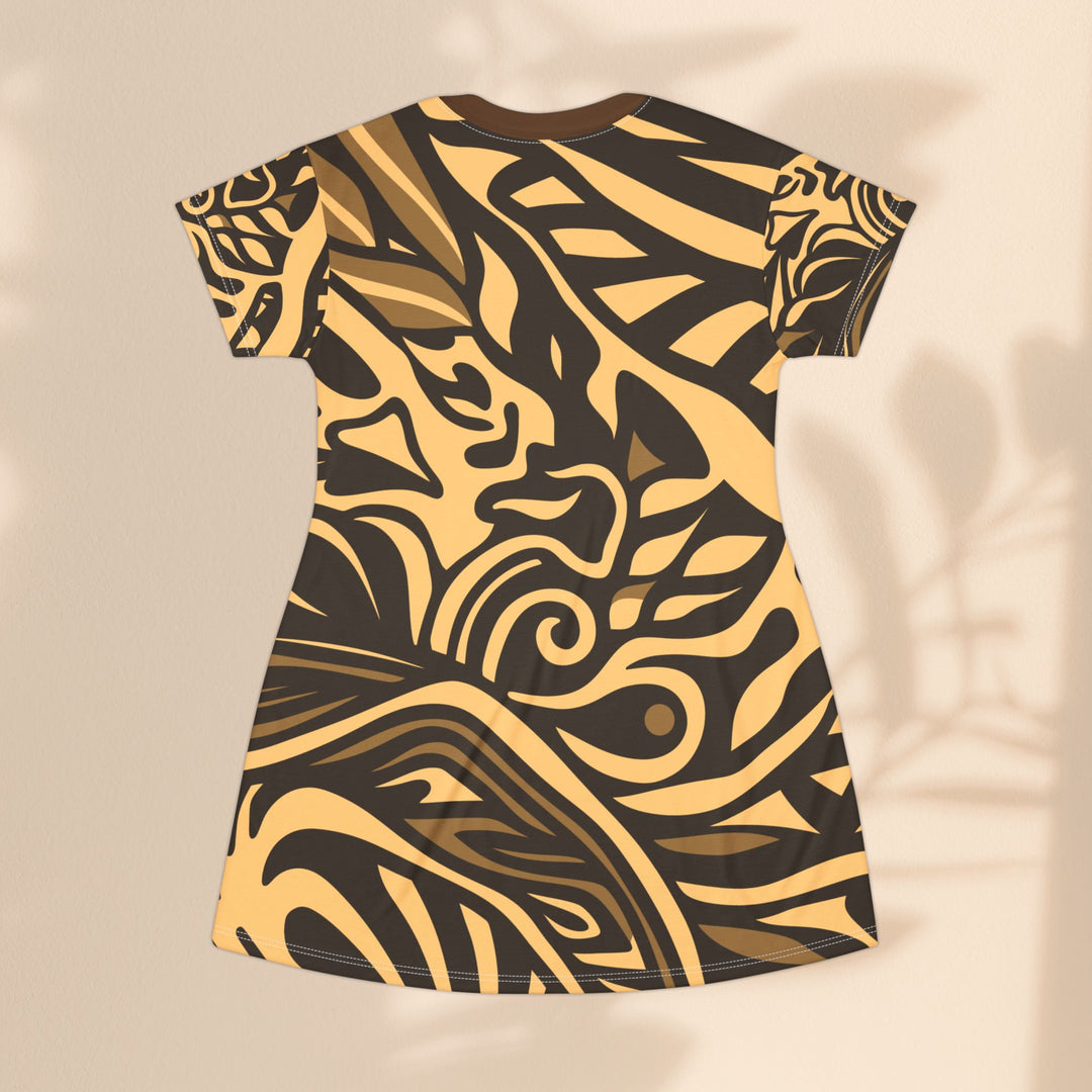 T-Shirt Dress - Brown and Orange Tribal