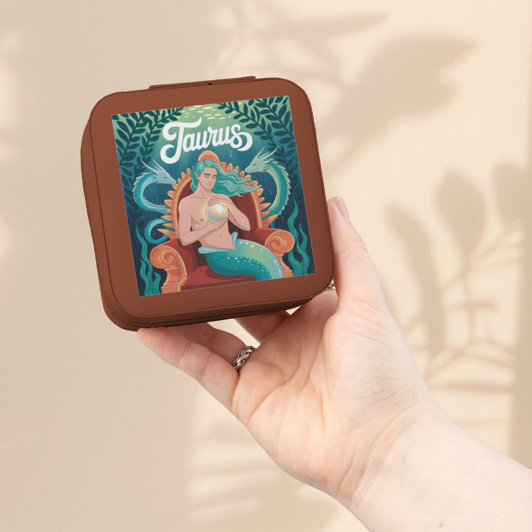 Taurus Zodiac Jewelry Travel Case – Compact Astrological Ring & Earring Organizer