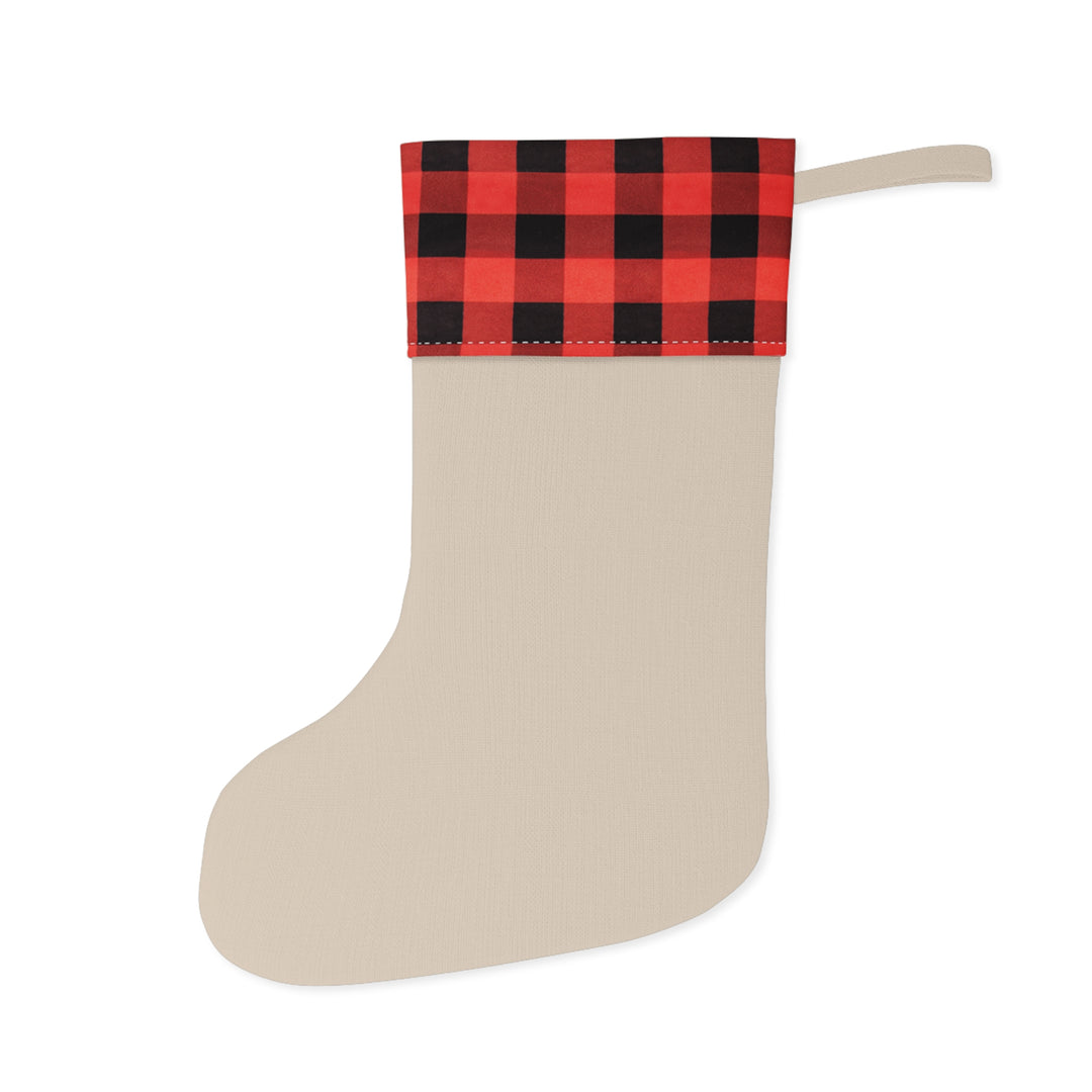 Coastal Christmas Stocking with Red Buffalo Plaid Cuff
