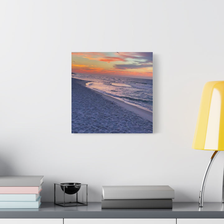 Sunset Beach Matte Stretched Canvas Print