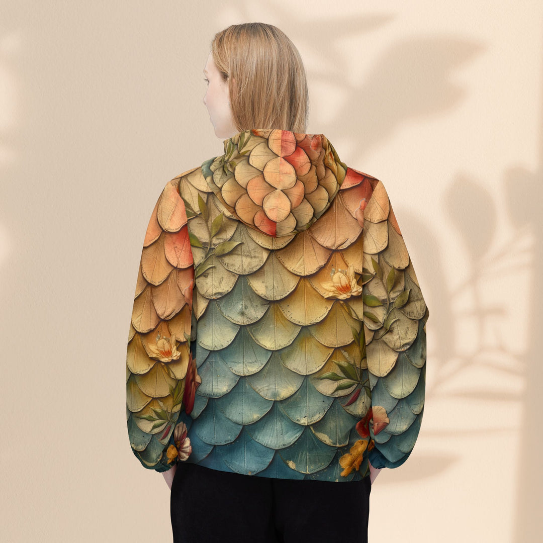 Windbreaker Jacket - Floral Mermaid Scales