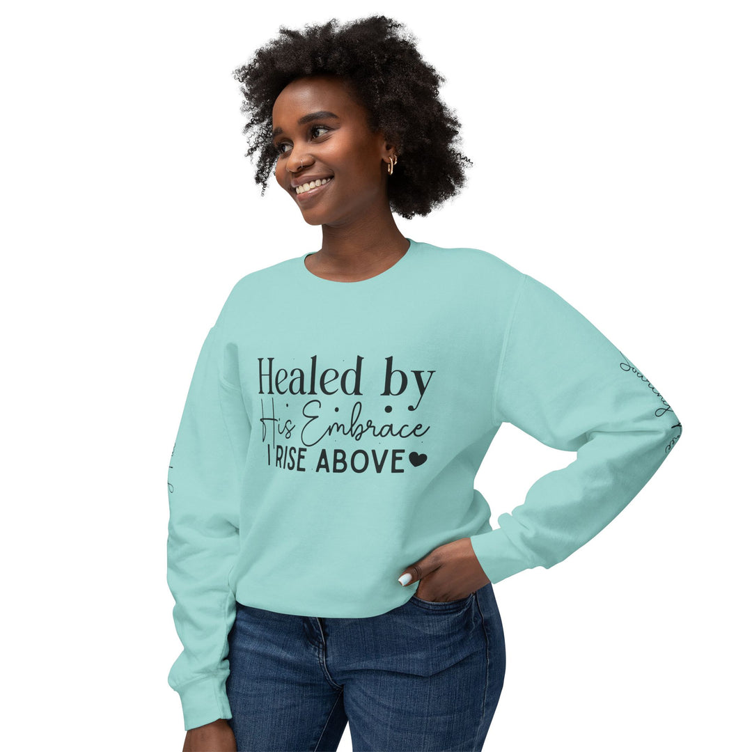 Unisex Lightweight Crewneck Sweatshirt - Healed By His Embrace