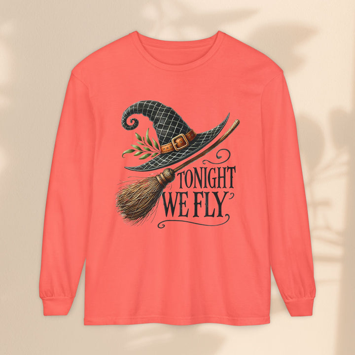 Tonight We Fly - Whimsical Witch Halloween Long Sleeve T-Shirt