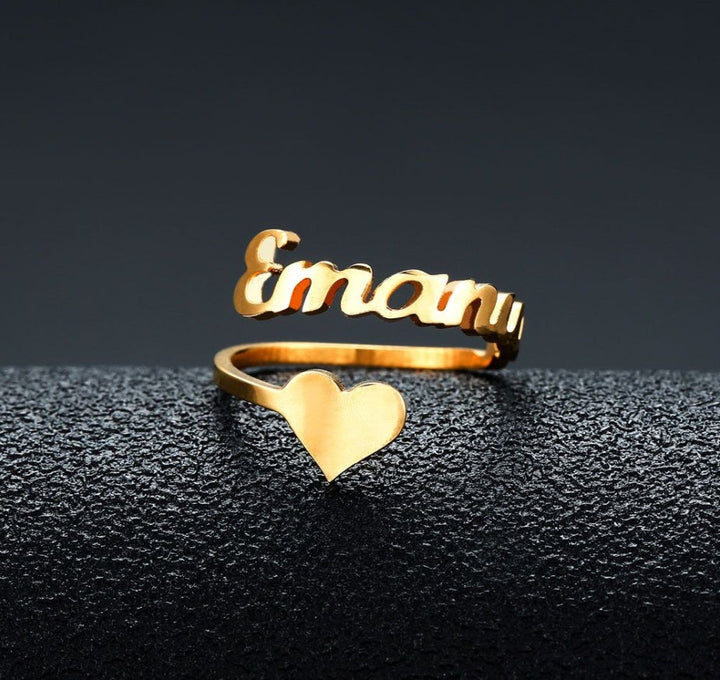 Personalized Name Heart Ring in Stainless Steel