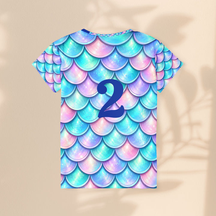 Mermaid Scale Women's Sports Jersey — Pastel Rainbow AOP with Back Number