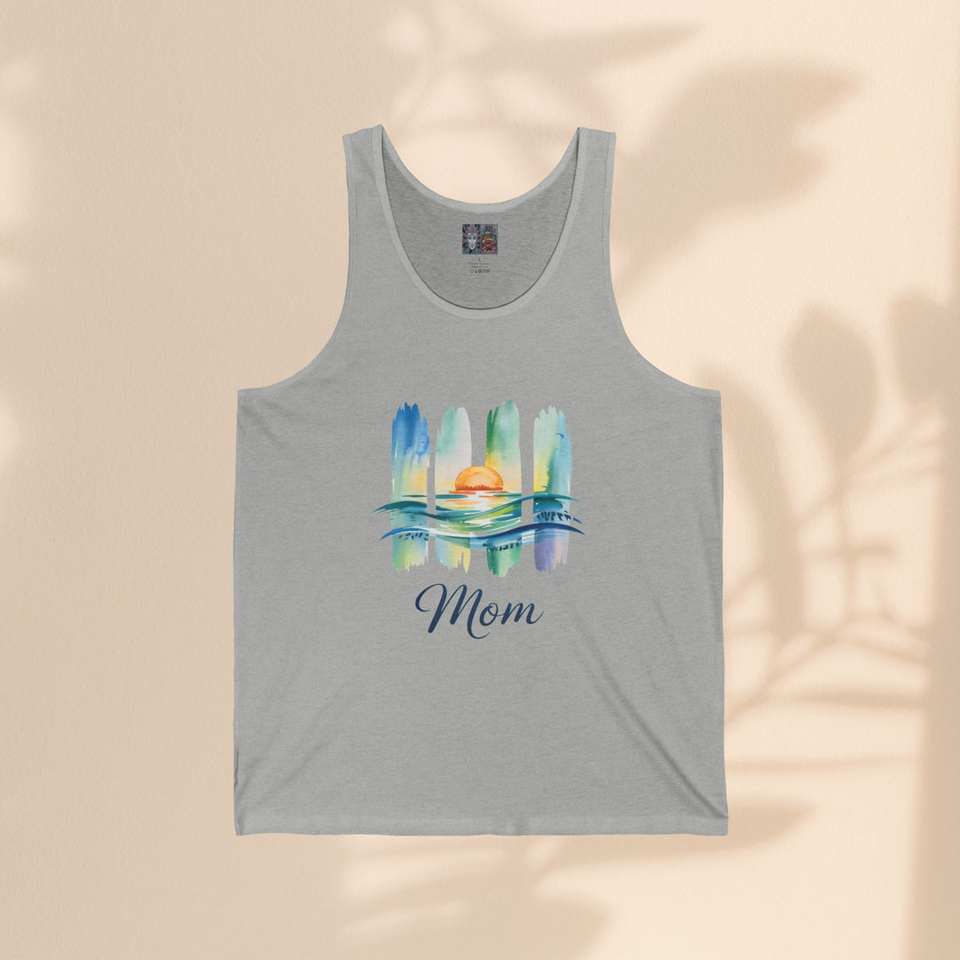 Mom Sunset Unisex Jersey Tank - Perfect Gift for Mother's Day & Summer