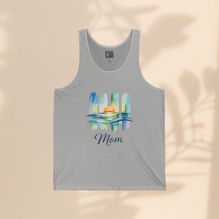 Mom Sunset Unisex Jersey Tank - Perfect Gift for Mother's Day & Summer